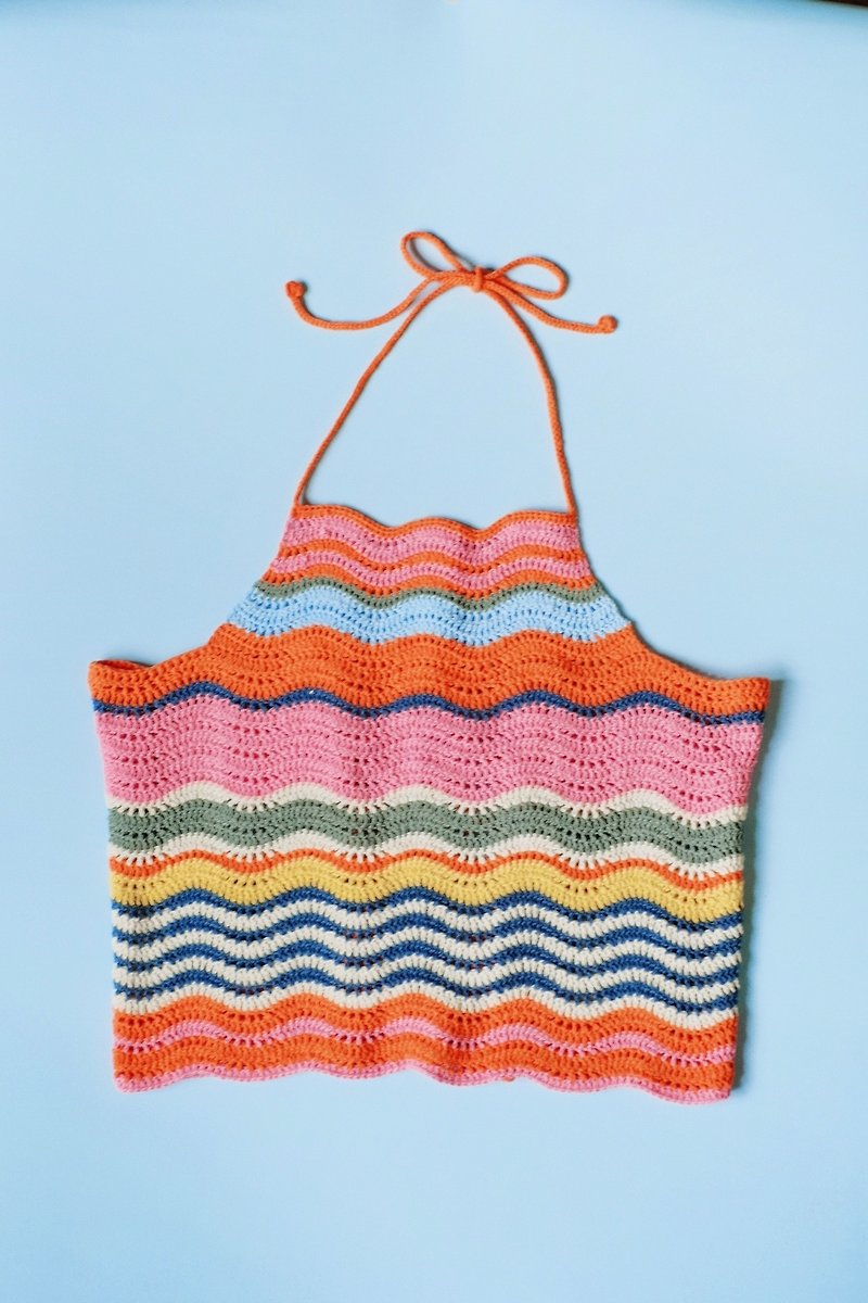 Holiday Picknit │ Retro Crochet Crop Top - เสื้อกั๊กผู้หญิง - ผ้าฝ้าย/ผ้าลินิน 