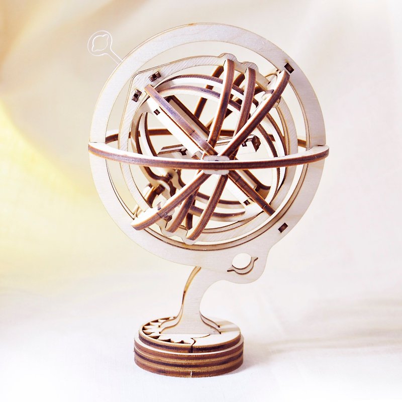 [Astronomical Time] Armillary Sphere | Star Observation Stargazing Teaching Aids Wooden STEAM Certification - Wood, Bamboo & Paper - Wood Khaki