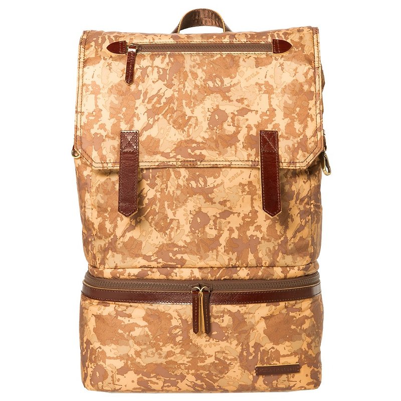 Handsome Neutral Parenting Bag_Desert Camouflage Double Layer Good 包包_爸爸包_Mother Bag - กระเป๋าเป้สะพายหลัง - เส้นใยสังเคราะห์ สีนำ้ตาล