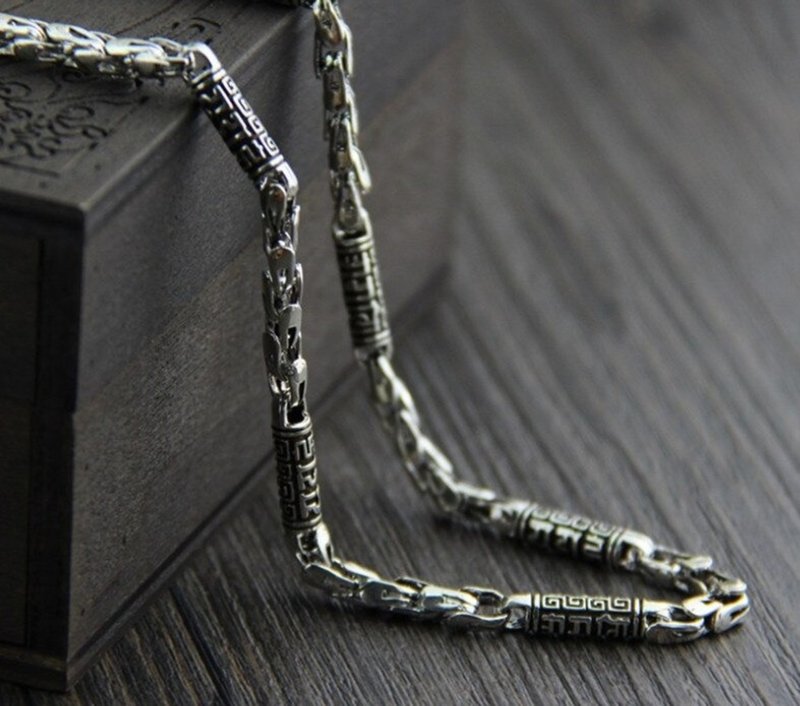 Real S925 Sterling Silver 5MM Thick Chains Necklaces without Pendants Engraved - 項鍊 - 純銀 銀色