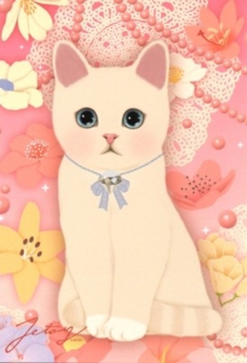 Jetoy, choo choo sweet cat flower postcard (J1210203) - Cards & Postcards - Paper Multicolor