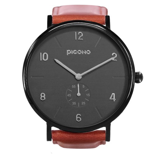 PICONO Watches Classic Metal 經典金屬系列棕色真皮簡約手錶 / CE-9002