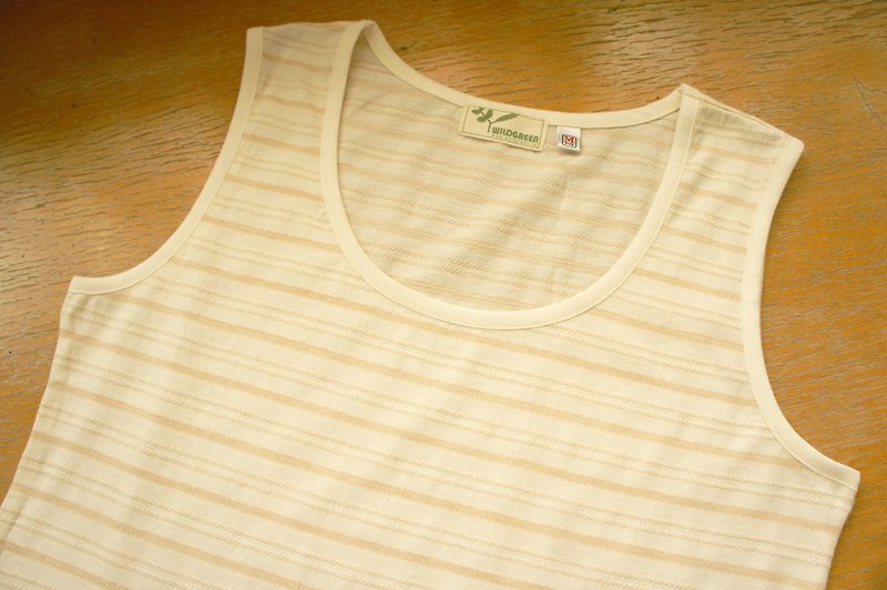 Organic colored cotton jacquard striped vest - Women's Vests - Cotton & Hemp Khaki