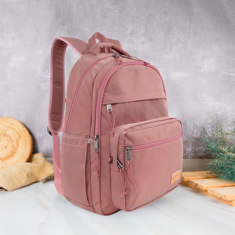 [Get a Keychain with Purchase] Light Travel Large Capacity Laptop Backpack (Rose Gold) - กระเป๋าเป้สะพายหลัง - ไนลอน 