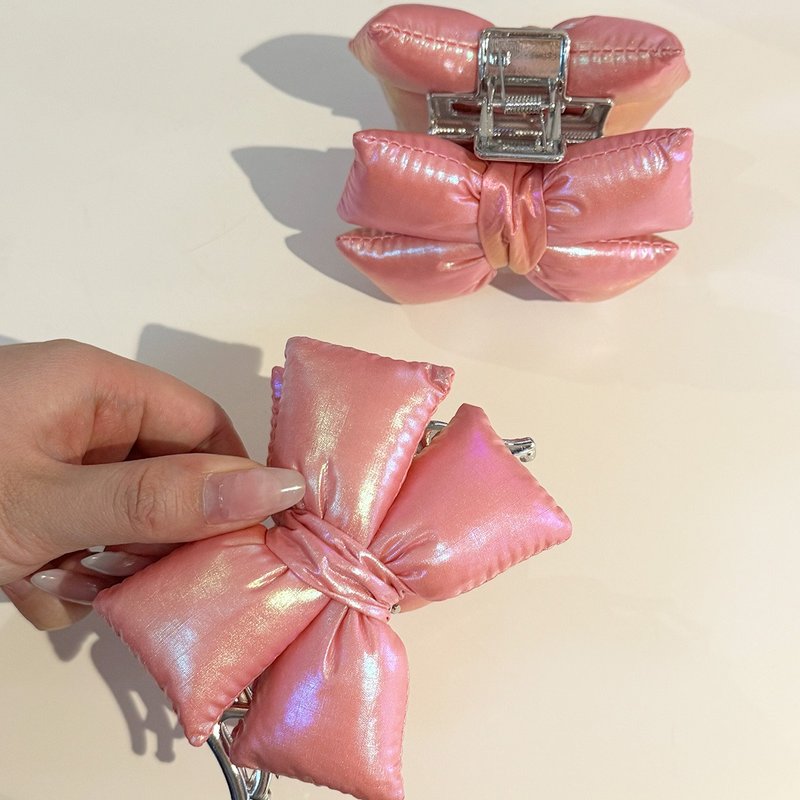 Sweetstore Supply original sweet girl pink cute three-dimensional bow clip - Hair Accessories - Other Materials Pink