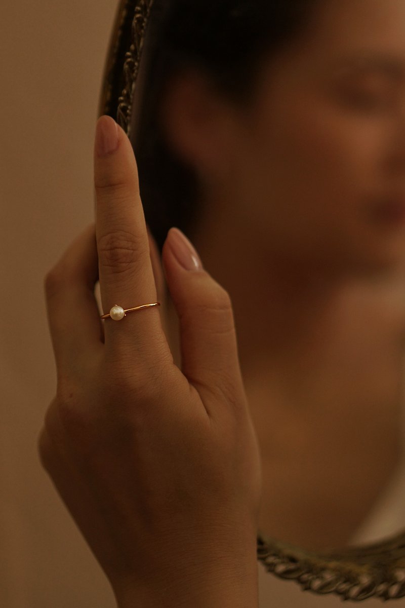 限量現貨 - Audrey s925 14K 鍍金 天然珍珠 戒指 - 戒指 - 珍珠 白色
