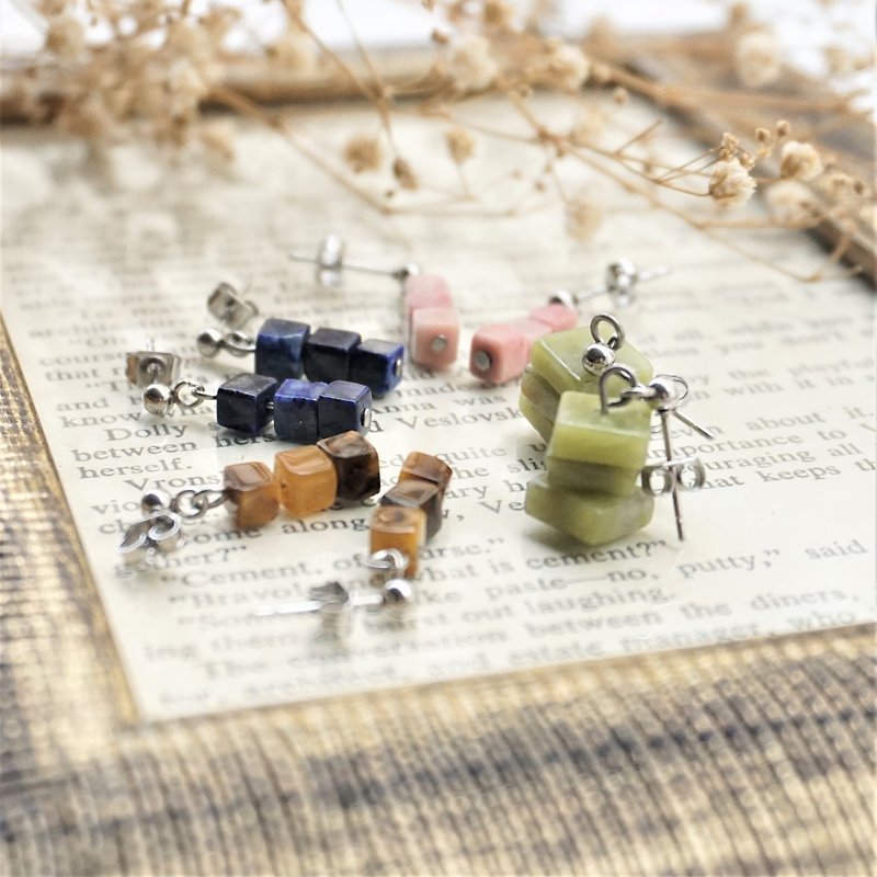 << 和わがし わがし natural stone earrings >> Delicious listing - 316 medical steel ear pin (pair price) - ต่างหู - เครื่องเพชรพลอย หลากหลายสี