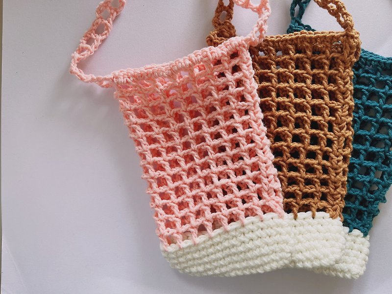 Woven Mesh Phone Bag/Side Back/Crochet Bag - กระเป๋าแมสเซนเจอร์ - วัสดุอื่นๆ 