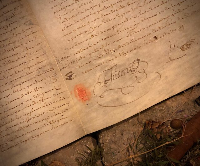 16世紀フランス■羊皮紙の書類■手書き　（民藝デルフト古道具 古文書 16世紀フランス□羊皮紙の書類□手書き （民藝デルフト古道具 古文書