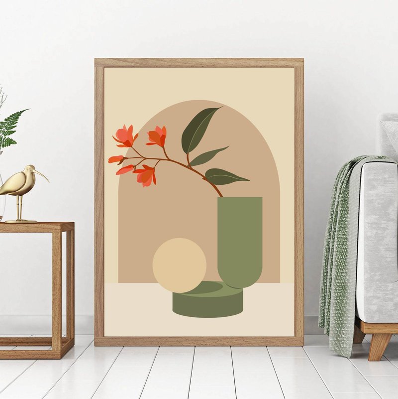 Modern art, botanical poster, green decor, flower,_jpg file_, still life art - Posters - Other Materials Green