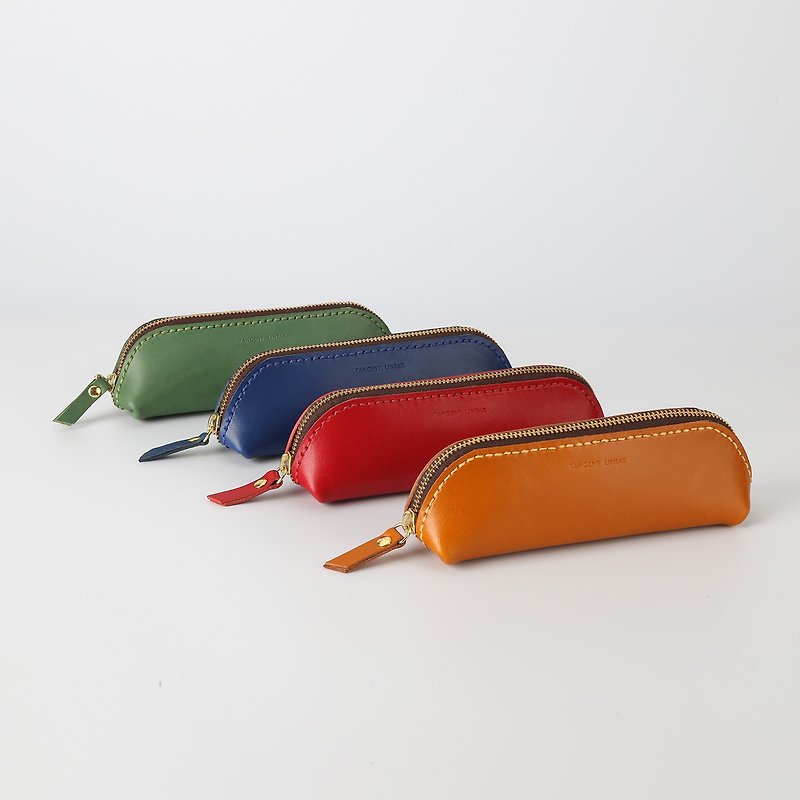 [Tangent faction] Pure handmade leather pencil case imported first layer cowhide literary simple retro pencil case zipper style - กล่องดินสอ/ถุงดินสอ - หนังแท้ หลากหลายสี