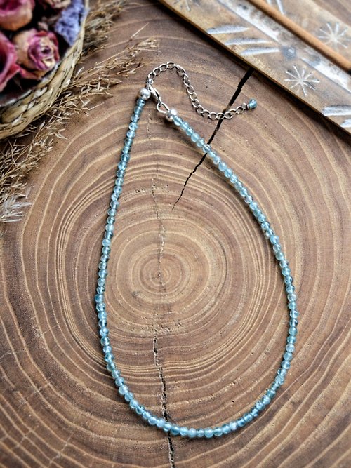 Lotus Sutra Shop Blue Fluorite Choker 3 mm Beads Woman Jewelry