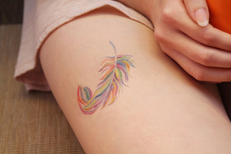 Deerhorn design / Deerhorn tattoo tattoo sticker handwriting feather color - Temporary Tattoos - Paper Multicolor