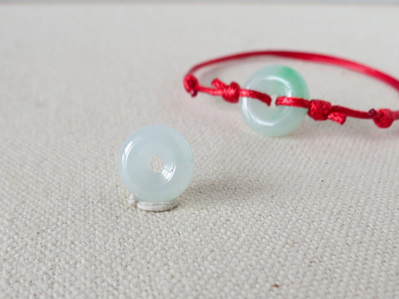 本命年【平安‧如意】平安扣翡翠韓國蠟線手鍊*GT13*招財、保平安 - 手鍊/手環 - 寶石 白色