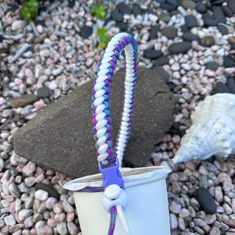 Editor's Handmade - Ready Stock - Paracord Braided Portable Drink Belt/Drink Cover. Environmentally Friendly Drink Cover_Purple Coral - Beverage Holders & Bags - Polyester Multicolor