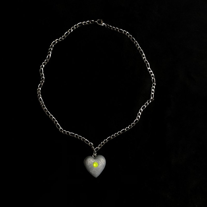 Soft Pottery Necklace Yellow Silver Sparkling Love Necklace - สร้อยคอ - ดินเผา สีเงิน