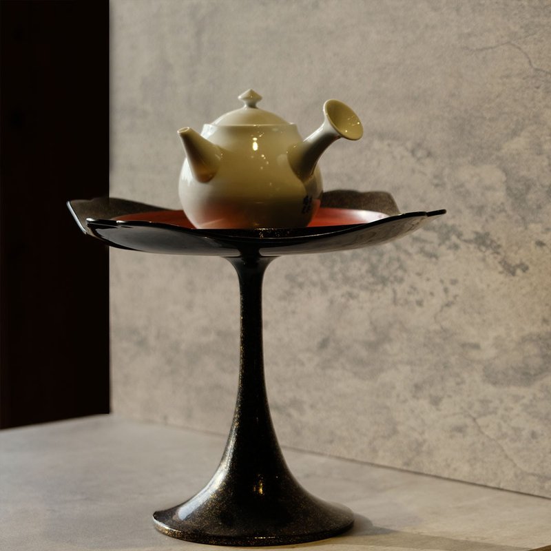 【日本古美術】古蒔繪漆器 高腳菓子皿 壺承 - 茶壺/茶杯/茶具 - 木頭 