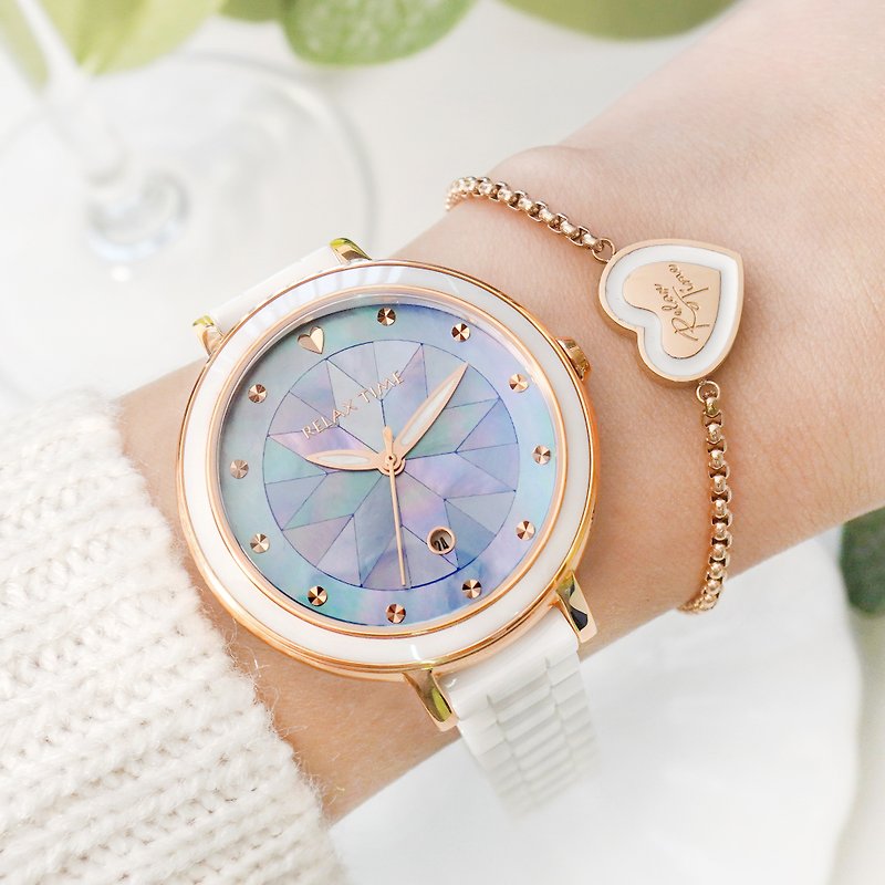 【加碼送手練】RELAX TIME 極光系列半陶瓷腕錶 銀河藍 (RT-92-6) - 女裝錶 - 其他材質 藍色