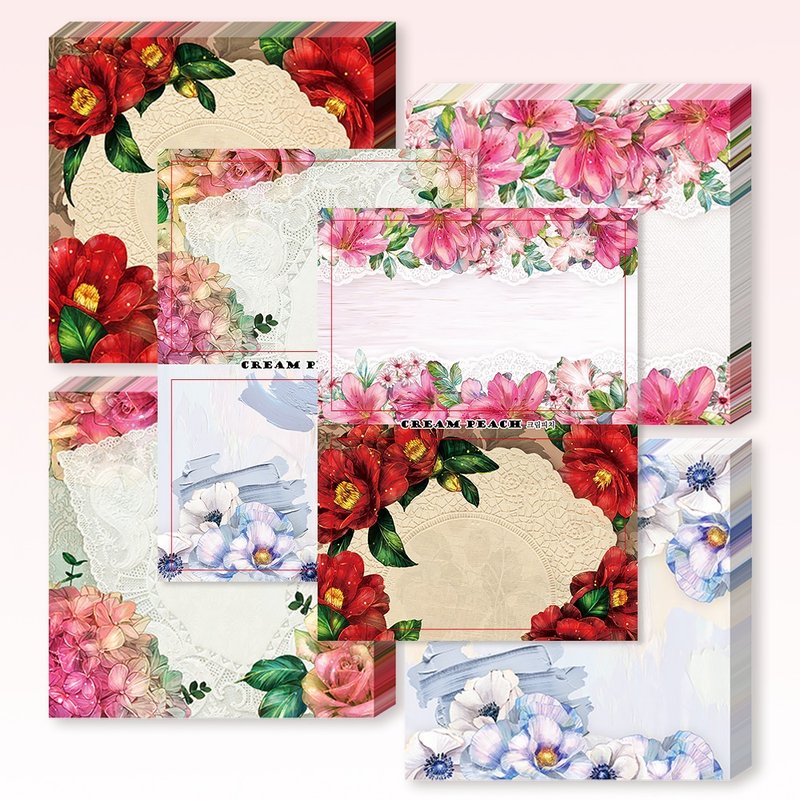 Floral memo pad and sticker set - 貼紙 - 紙 