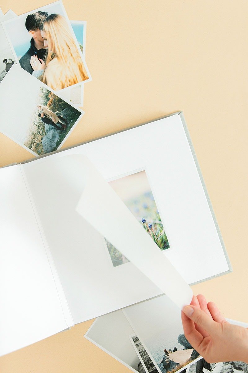 Photo Album - LINEN 24x24 - polaroid instax vintage custom wedding guest book - Photo Albums & Books - Linen Multicolor