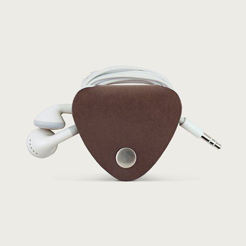 LINTZAN 梨森 耳機收線器/皮革收納套 -- 深咖啡