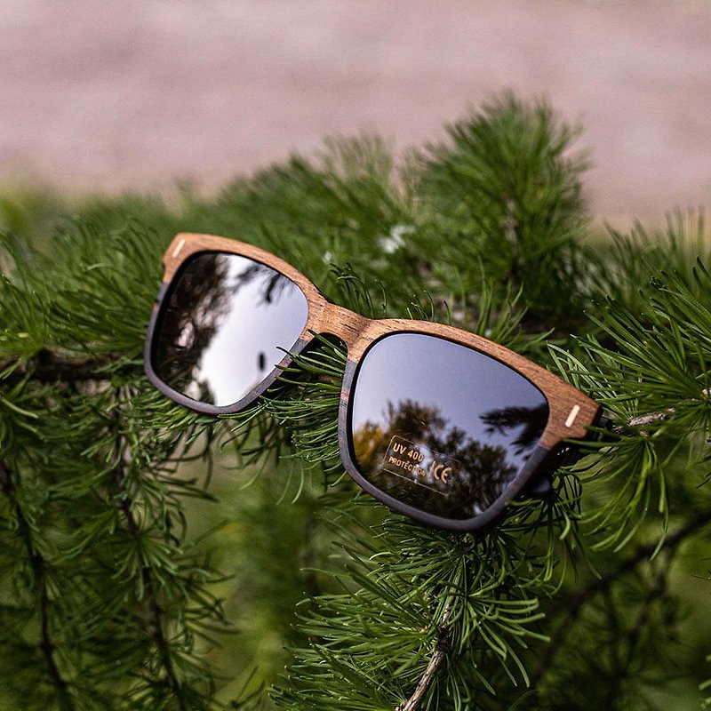 Wooden sunglasses Handmade Classic+ - 眼鏡/眼鏡框 - 木頭 黑色