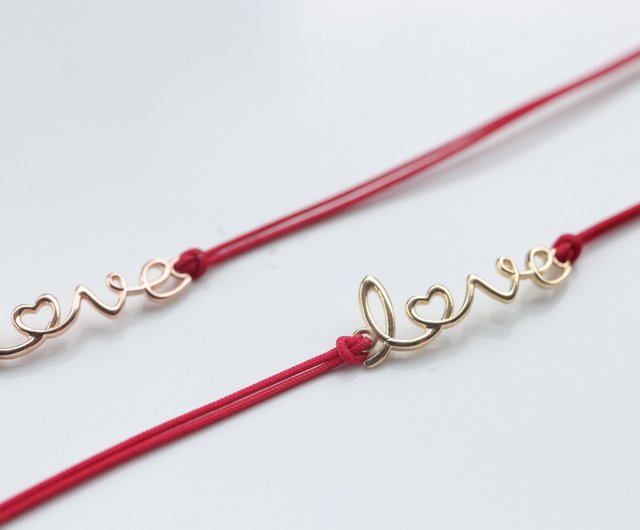 14K レッド ライン ラブ ブレスレット LOVE レッド ライン ブレスレット - ショップ CHARIS GRACE ブレスレット -  Pinkoi