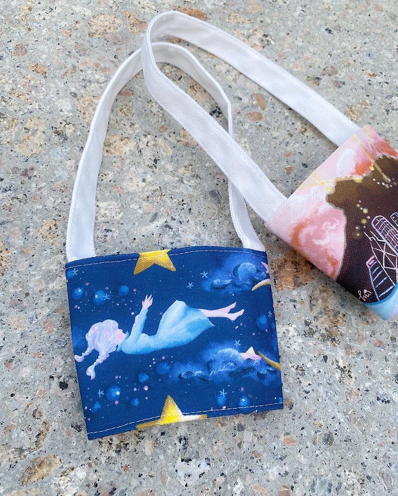 Starry Sky // Eco-friendly hand-cranked cup holder - Beverage Holders & Bags - Cotton & Hemp Multicolor