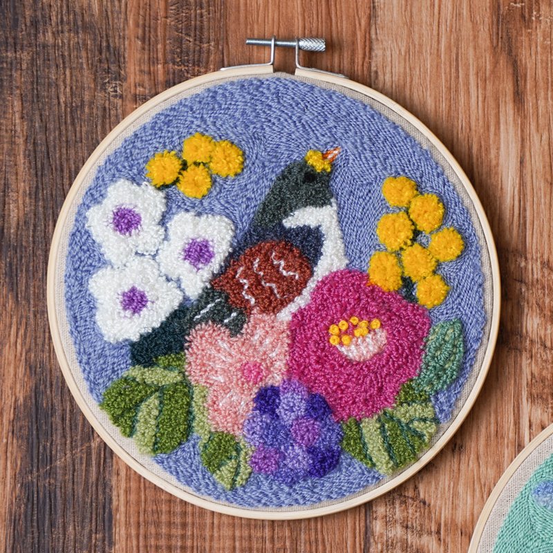 【Spring】Stitching Hoop - Punch Needle Embroidery | Xiu Crafts - Knitting, Embroidery, Felted Wool & Sewing - Thread Multicolor