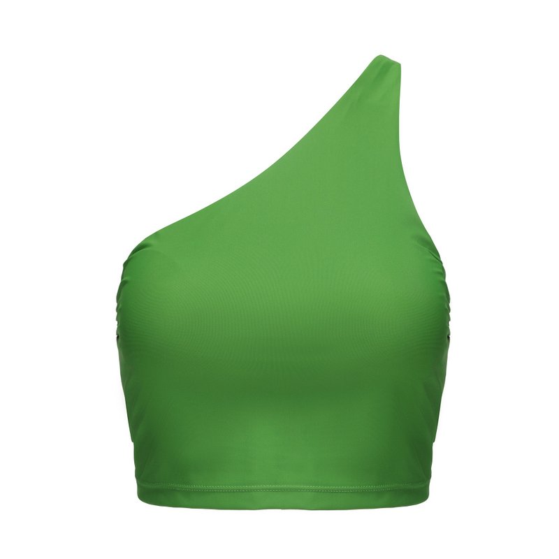 Free Top One Shoulder Tank Top Swimsuit Top (Rebellious Blue, Jealous Green) - Women's Swimwear - Nylon Green