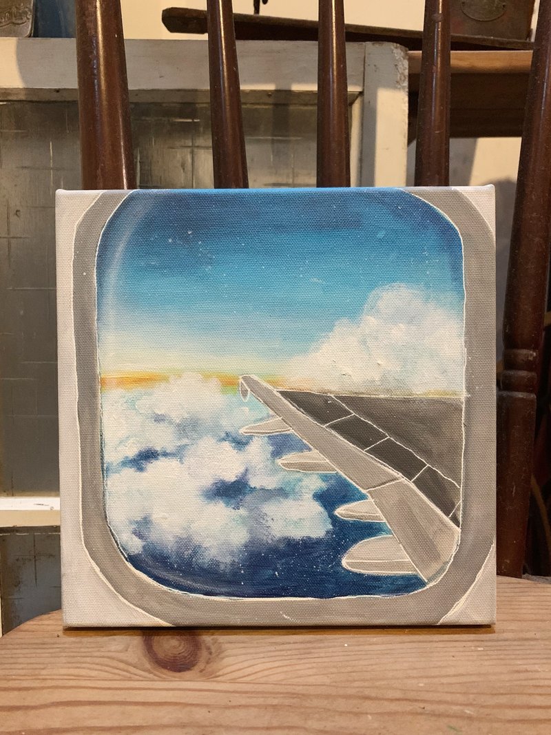 方形畫框原畫 / 飛機上的窗景 - 好想出國系列 - 海報/掛畫/掛布 - 其他材質 藍色