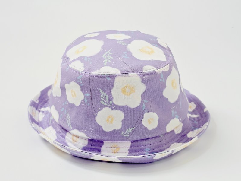 【HiGh MaLi】Classic fisherman hat-splendid purple and white flower#gift#double eleven#11#purple control#sunshade - Hats & Caps - Cotton & Hemp Multicolor