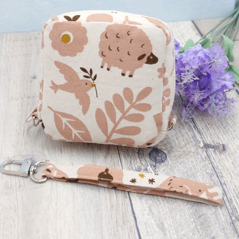 Power bank zipper square bag (including wrist strap) storage bag, travel bag - Clutch Bags - Cotton & Hemp Pink