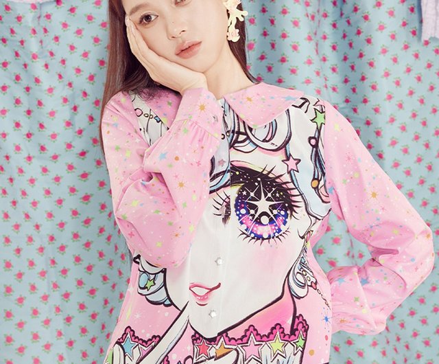 Pink beautiful girl big eyes shirt Shop tntntutu Women s Tops