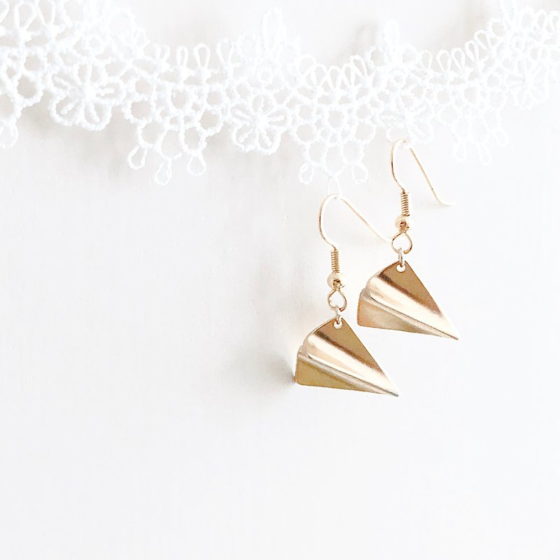 Gold plane. Paper plane dangle earrings Golden. Paper Airplane Earrings - Earrings & Clip-ons - Other Metals Gold