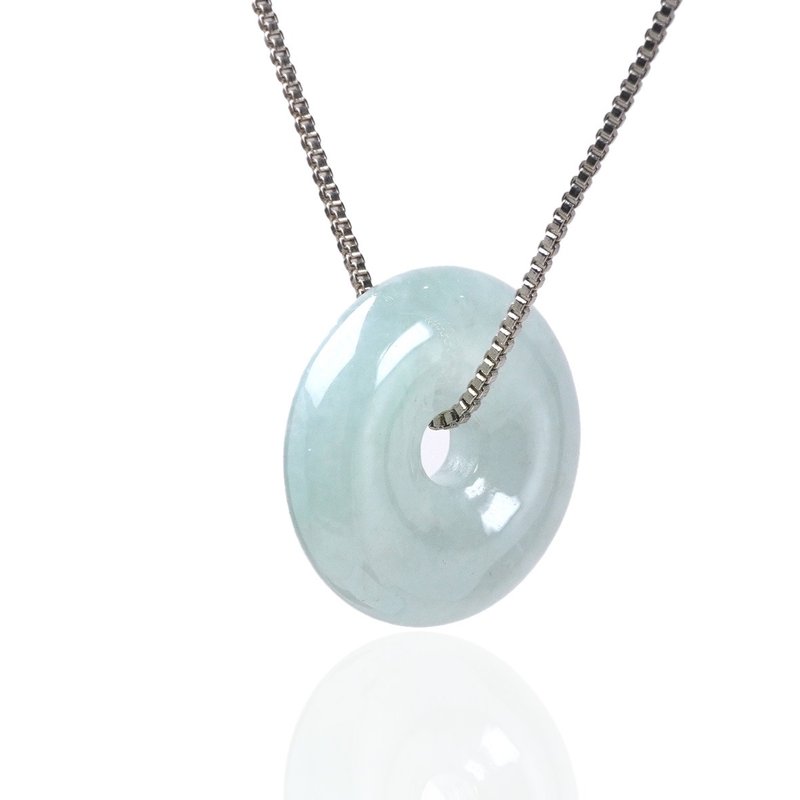 【May ‧Peace】Ice Jade Peace Buckle Necklace | Natural Burmese Jade Grade A Jadeite | Gift - Necklaces - Jade Green