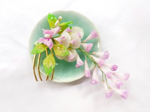 花滿樓 紫藤迷情 溫柔紫色熱縮花漢服古風飾品配件髮簪髮飾