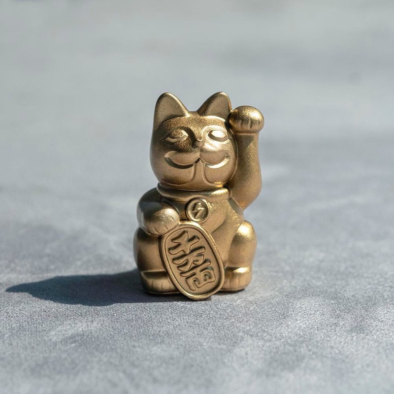 3cm Lucky Cat Buff-Gold - Stuffed Dolls & Figurines - Resin 