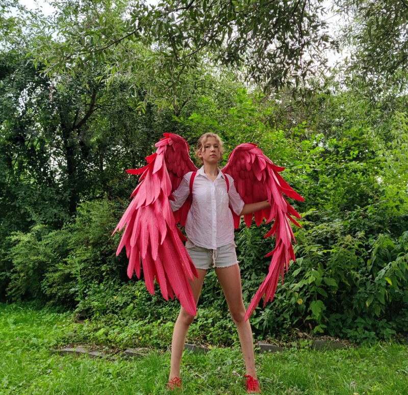 Large movable Red wings Cosplay Costume,Hawks, Phoenix wings & photo props - อื่นๆ - ไฟเบอร์อื่นๆ สีแดง