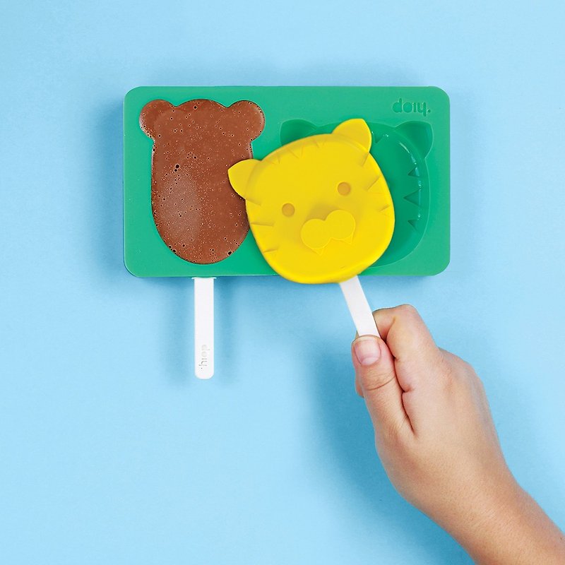 DOIY Zoo Popsicle Box-Big Bear and Little Tiger - Other - Silicone Green