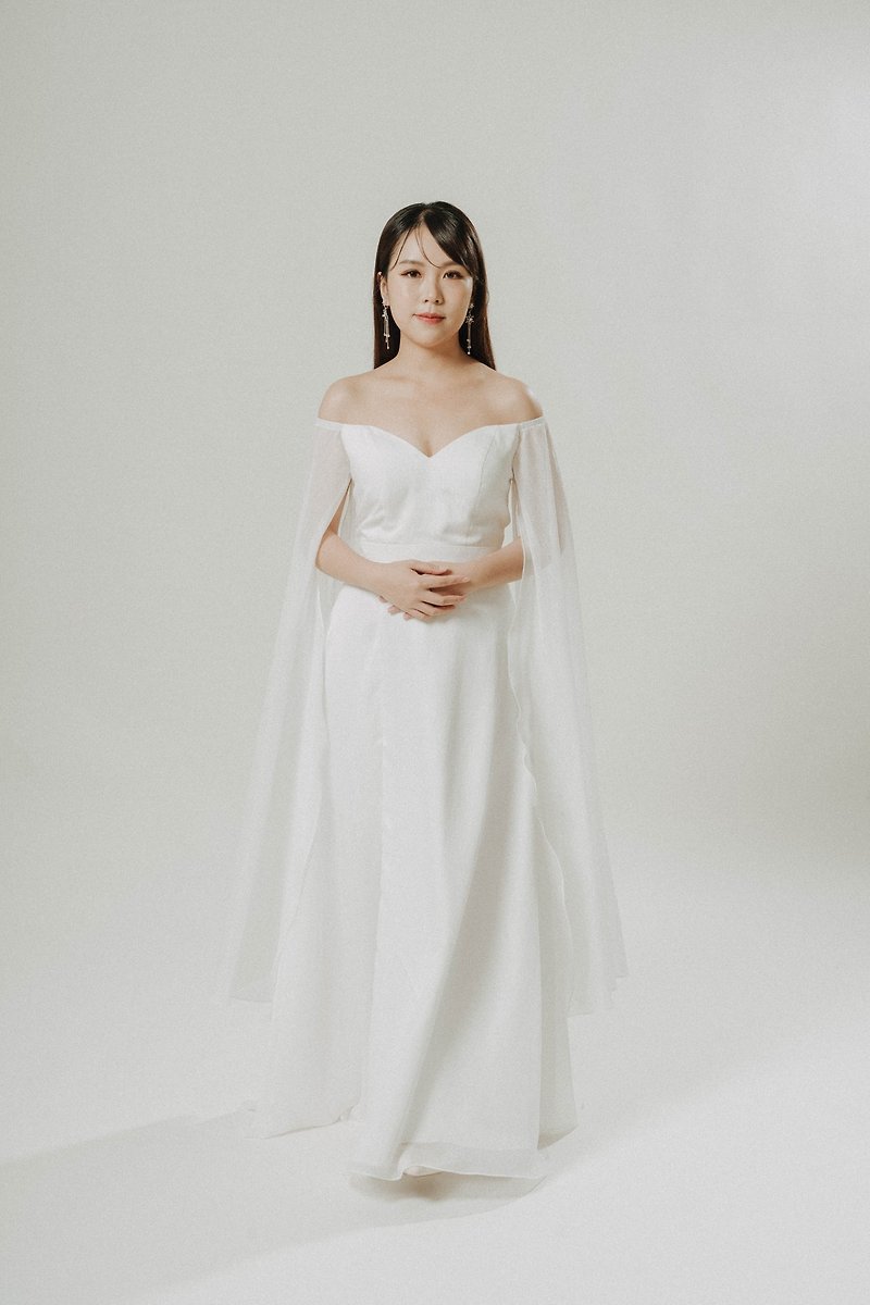 WhiteLits Hong Kong self-designed light wedding dress and light evening wear - Evening Dresses & Gowns - Silk White