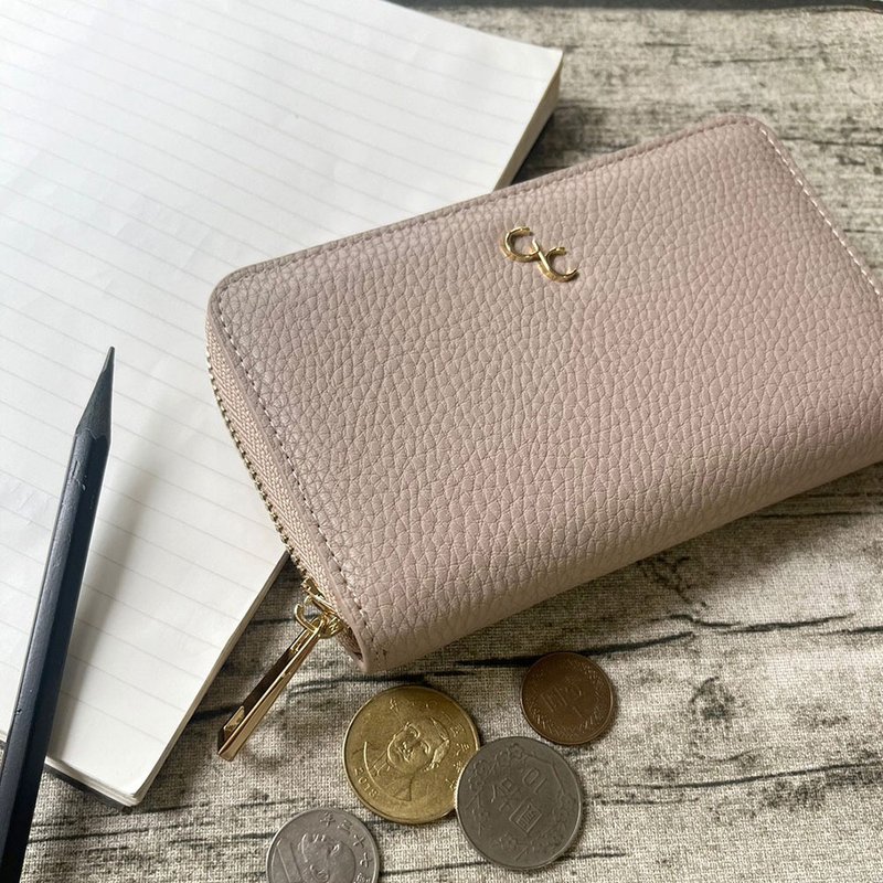 Ireland Galway pebbled zipper wallet/women's wallet/middle wallet/wallet apricot [RFID anti-theft] - กระเป๋าสตางค์ - วัสดุอื่นๆ สึชมพู