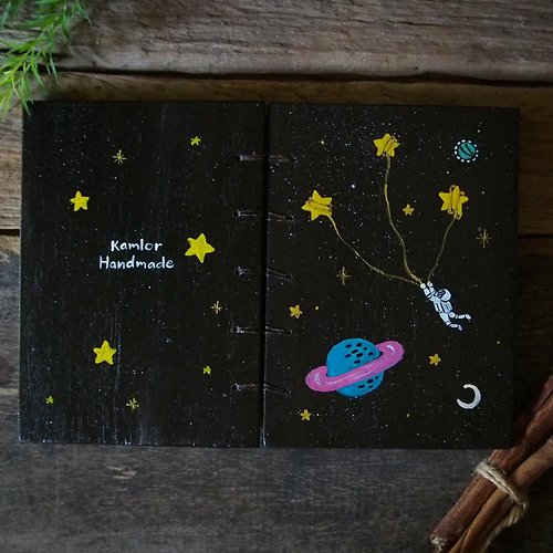 Kamlor Handmade I can touch the stars. Burns wood notebook, diary 筆記本