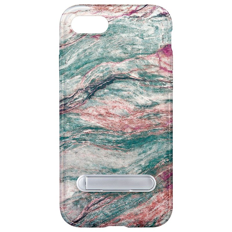Camouflage marble hidden magnet holder iPhone X 8 7 6 plus mobile phone case - เคส/ซองมือถือ - พลาสติก ขาว