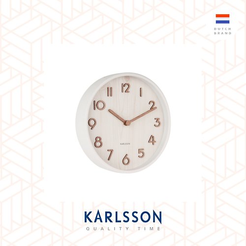 Ur Lifestyle 荷蘭Karlsson, 22cm 木制白色數字掛鐘Wall clock Pure basswood