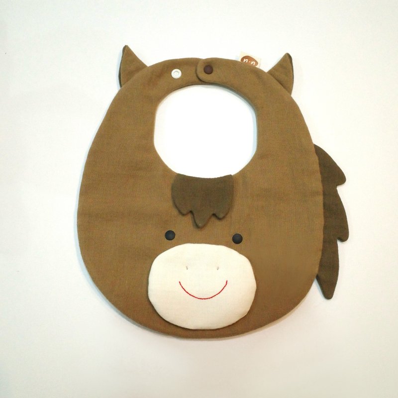 【 Laukku.u 】小馬圍兜 - 圍兜/口水巾 - 棉．麻 卡其色