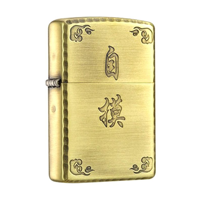 [ZIPPO official flagship store] Mahjong-self-touch (brushed gold) windproof lighter ZA-3-59B - Other - Copper & Brass Gold