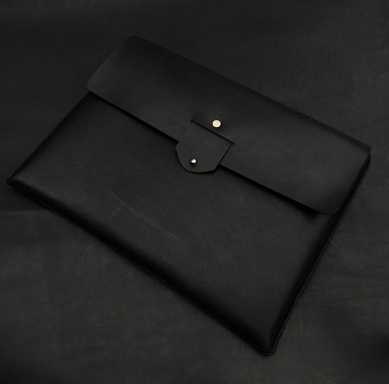 13" MacBook Pro Retina / Air-Leather Computer Bag / Clutch - Clutch Bags - Genuine Leather Black