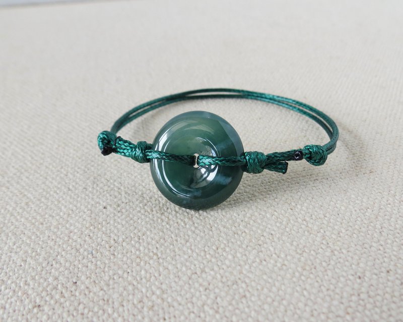 [Peace and good luck] Ping An Jade Korean Wax Thread Bracelet*AA04*Lucky and safe - สร้อยข้อมือ - เครื่องเพชรพลอย หลากหลายสี