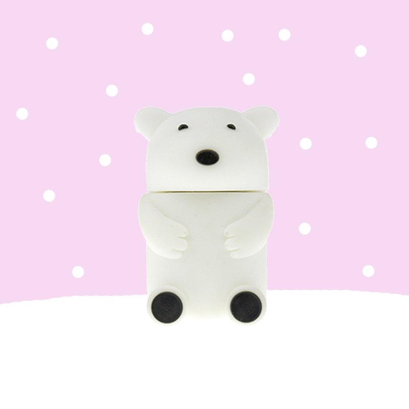 Healing gift recommended polar bear shape flash drive 8GB - แฟรชไดรฟ์ - วัสดุอื่นๆ ขาว